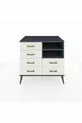Commode Kronos 2 étagères 6 tiroirs Anthracite-Anthracite/Pierre de Lune