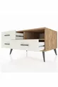 Commode Kronos à une étagère et trois tiroirs Pin-Pin/Marbre blanc