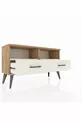 Commode Arges 2 étagères 2 tiroirs Pin-Pierre de lave
