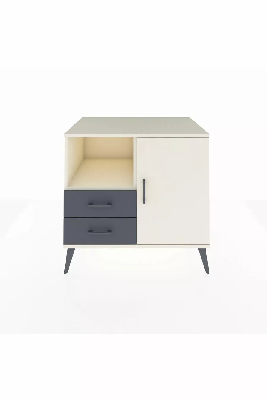 Kronos Comodino 2 Ripiani 2 Cassetti 1 Anta Pietra Lunare/Pietra Lunare/Antracite