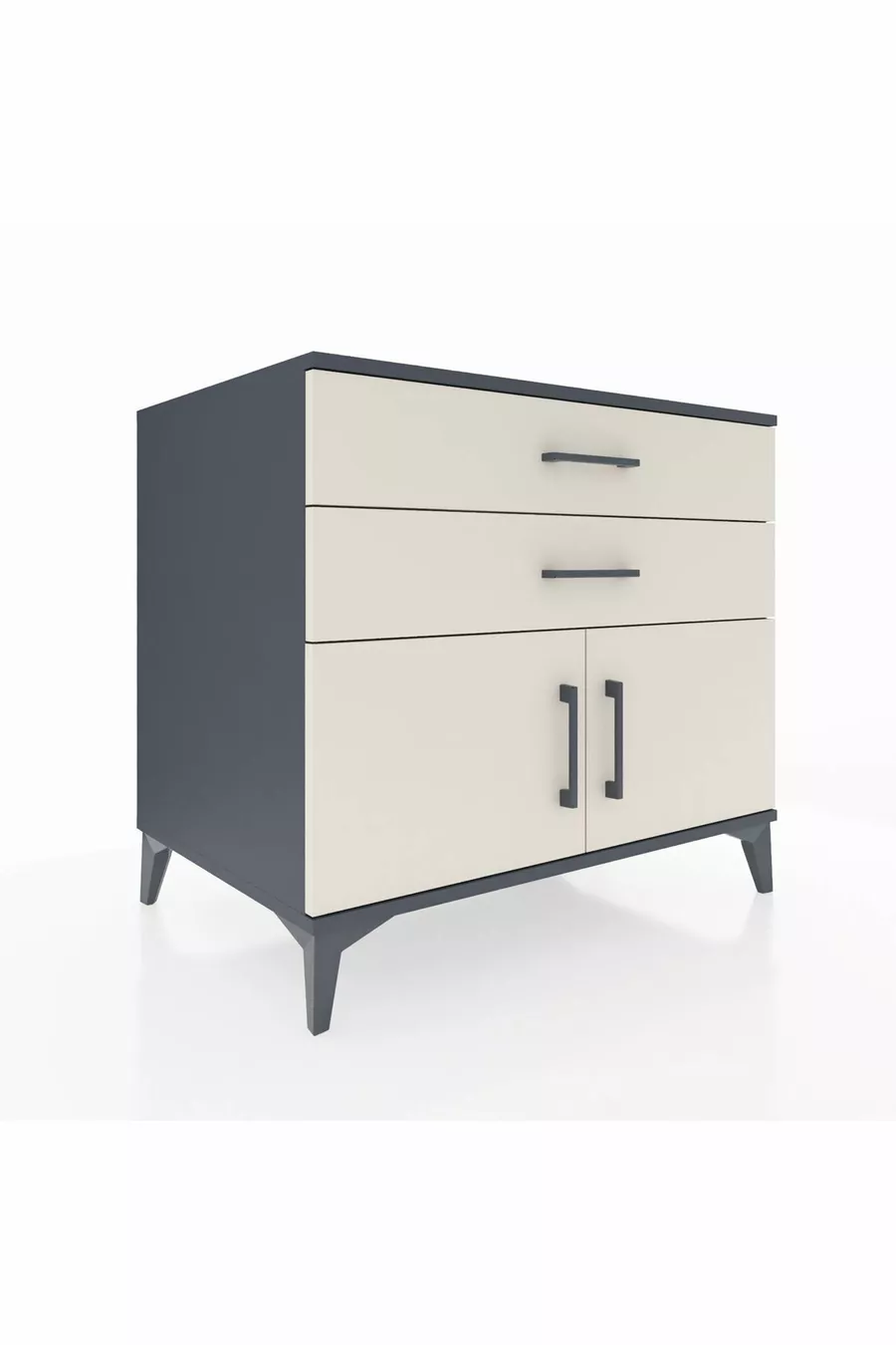 Commode Kronos avec une étagère, 2 tiroirs et 2 portes, anthracite-gris pierre