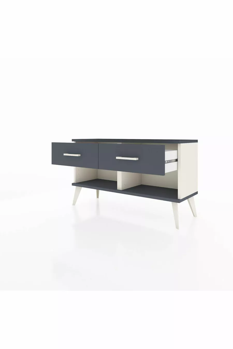 Commode Arges à 2 tiroirs Pierre de lune-Anthracite