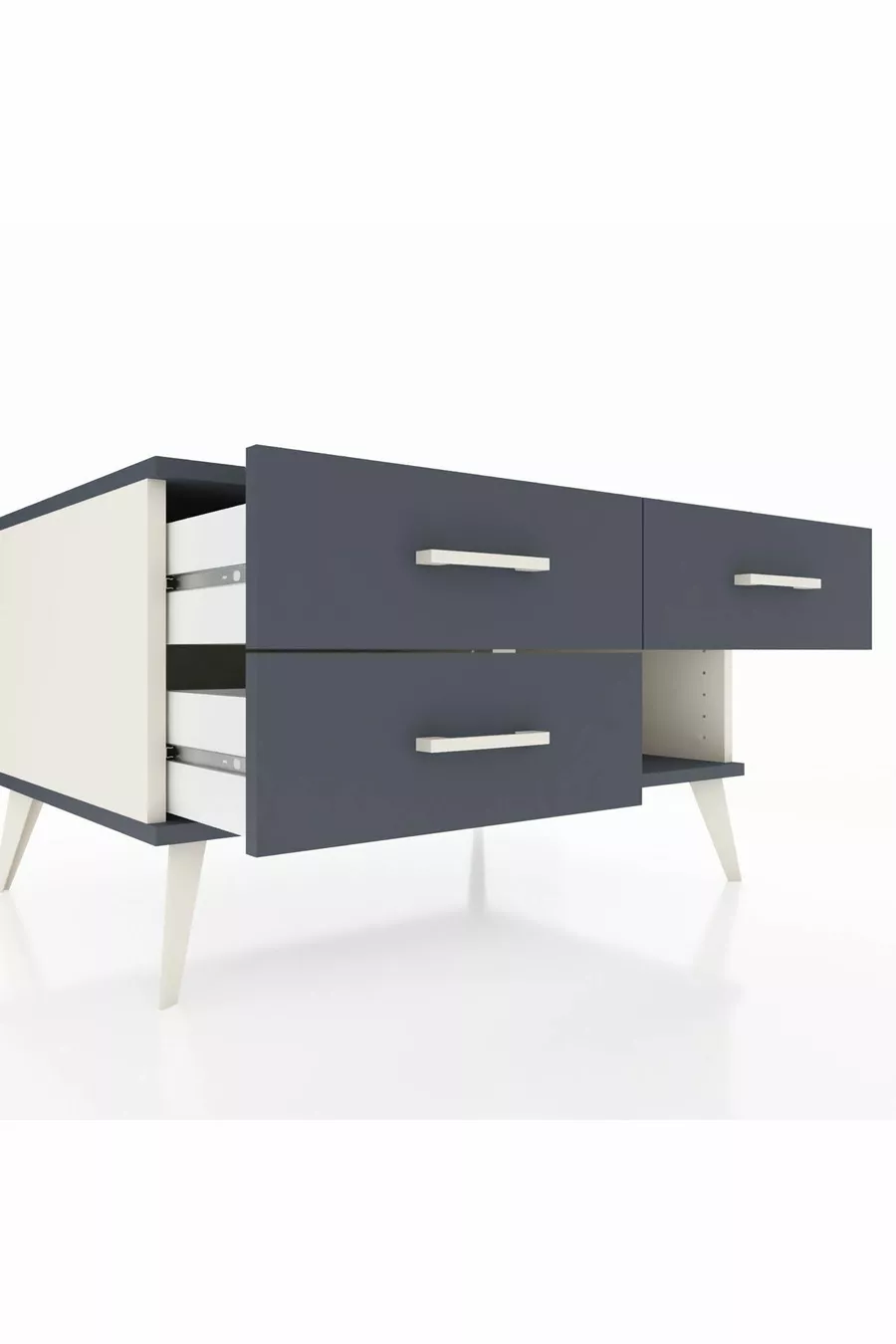 Commode Kronos 3 tiroirs Pierre de lune-Anthracite