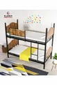 Metal Bunk Bed with Wood Black-Walnut Color (WITHOUT MATTRESS)