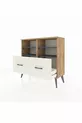 Commode Arges 4 étagères 2 tiroirs Pin-Anthracite/Gris pierre