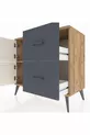 Commode Hyperion à une étagère, 2 tiroirs et 2 portes, pin-gris ardoise/anthracite