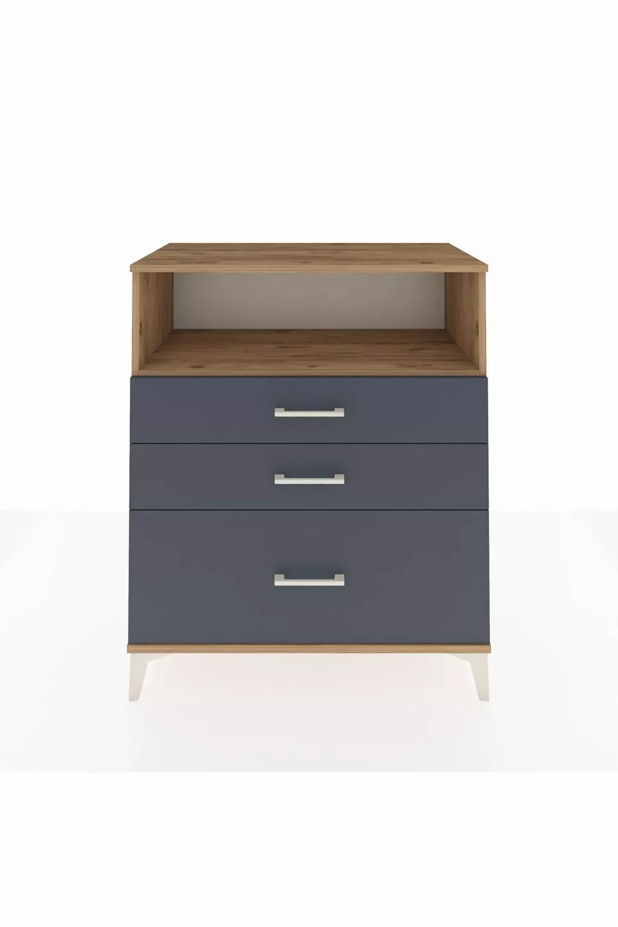 Commode Hyperion à un plateau et 3 tiroirs Pin-Anthracite