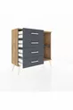 Commode Arges à une étagère et 4 tiroirs en pin-anthracite