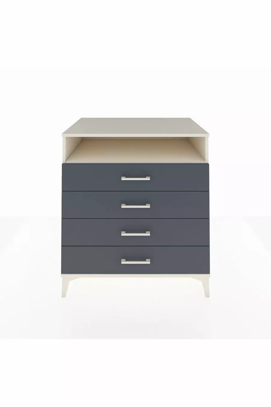 Commode Kronos à une étagère et 4 tiroirs, Pierre de lune-Anthracite