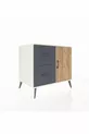 Commode Kronos à une étagère, 2 tiroirs, 1 porte, Pierre de Lune/Pin/Anthracite