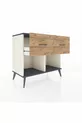 Commode Hyperion 2 tiroirs Pierre de lune-Anthracite/Pin