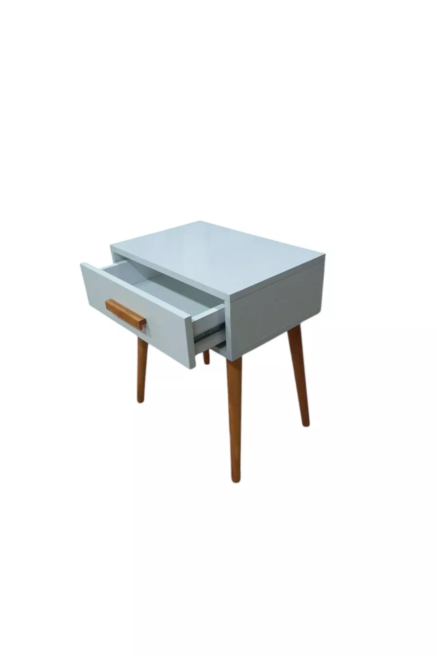 Comodino bianco con un cassetto