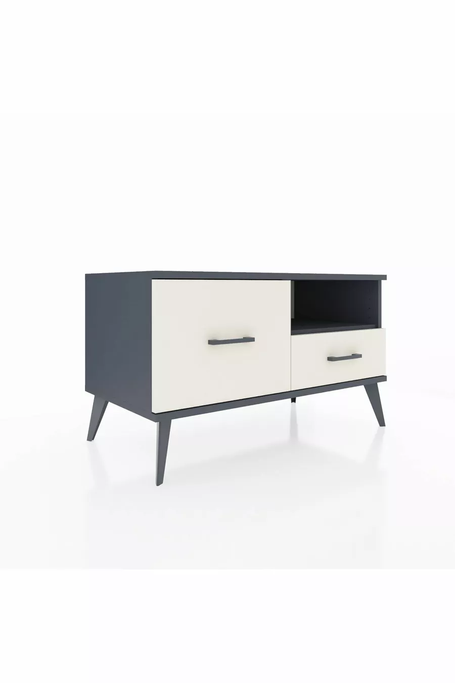 Commode Hyperion à une étagère et 2 tiroirs Anthracite-Anthracite/Pierre de lune