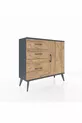 Commode Arges avec une seule étagère, 3 tiroirs et une porte, Anthracite-Pin