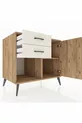 Kronos Dressoir Met Eén Plank, 2 Lades En Eén Deur, Dennen-Dennen/Marmer