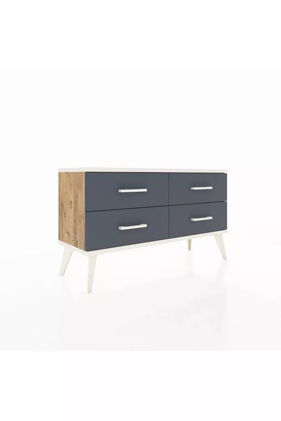 Commode Arges à 4 étagères Pin-Silex/Anthracite