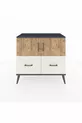 Commode Hyperion 2 étagères 2 tiroirs 2 portes Anthracite-Pin/Gris pierre