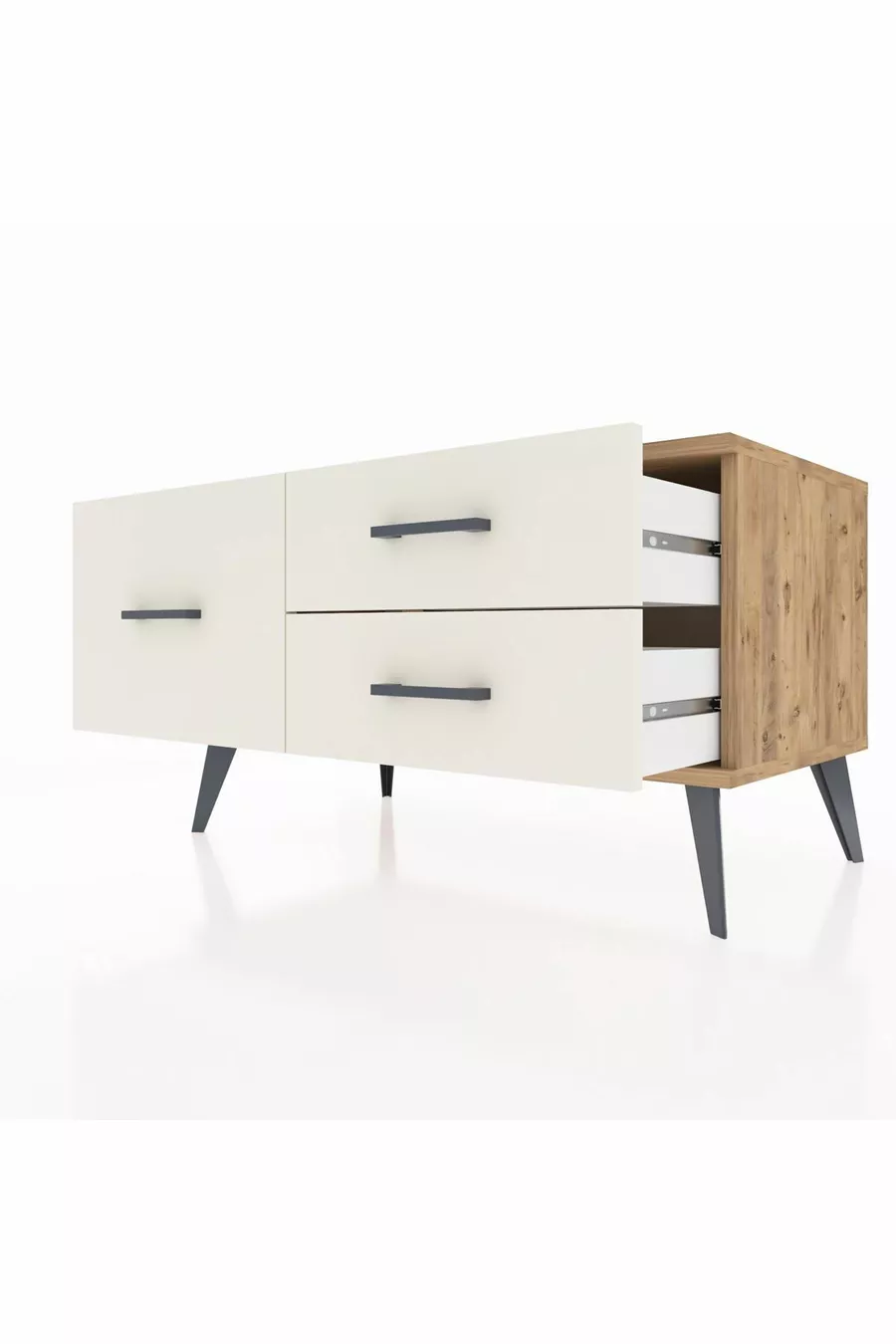 Hyperion Kommode mit 3 Schubladen Kiefer-Kiefer/Marmorstein