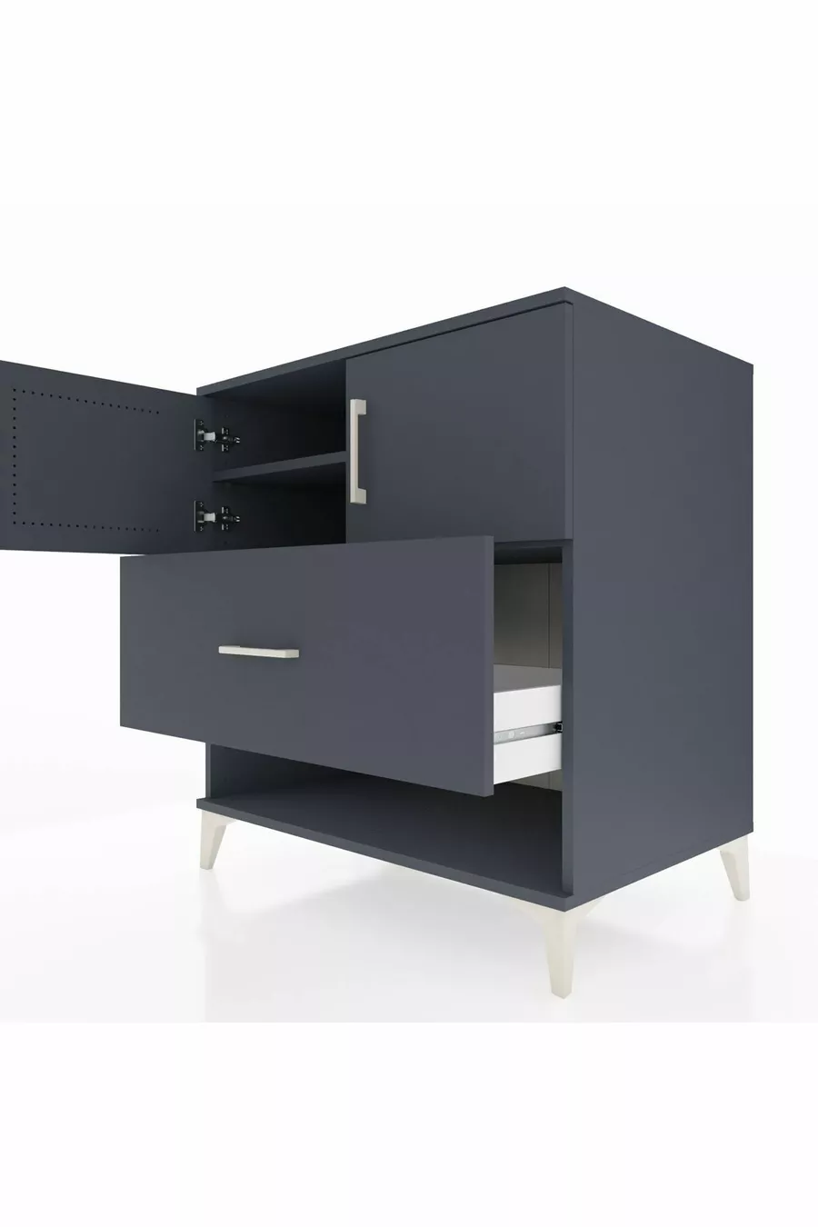 Kronos Dressoir met 2 Planken, 1 Lade en 2 Deuren Antraciet-Antraciet
