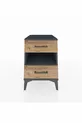 Table de chevet Kronos avec une étagère et 2 tiroirs Anthracite-Bois de pin