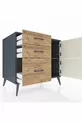 Commode Kronos à une étagère, 3 tiroirs, 2 portes, anthracite-pierre grise/pin