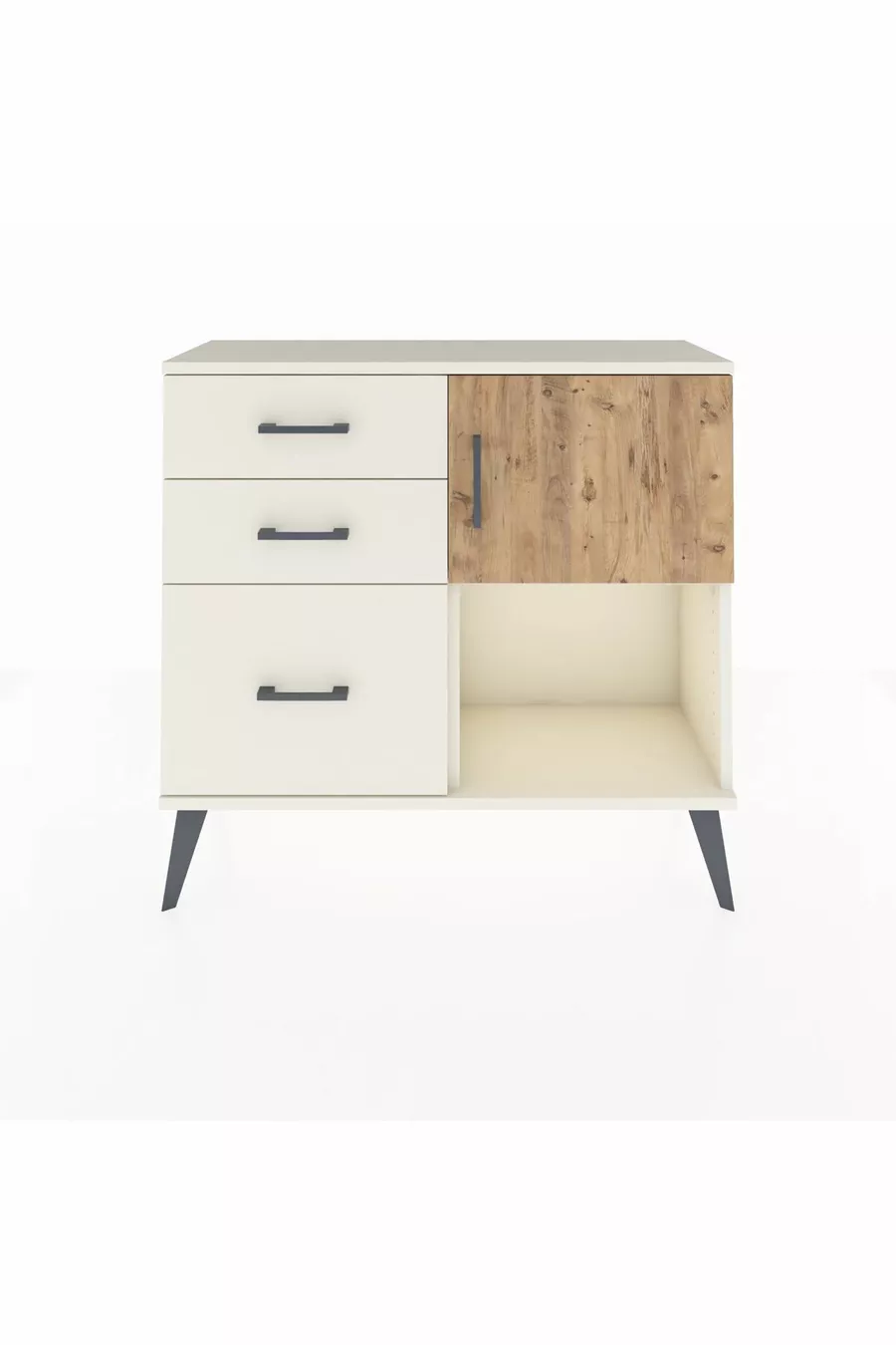 Arges Dresser Single Shelf 3 Drawers Single Door Moonstone-Pine/Moonstone