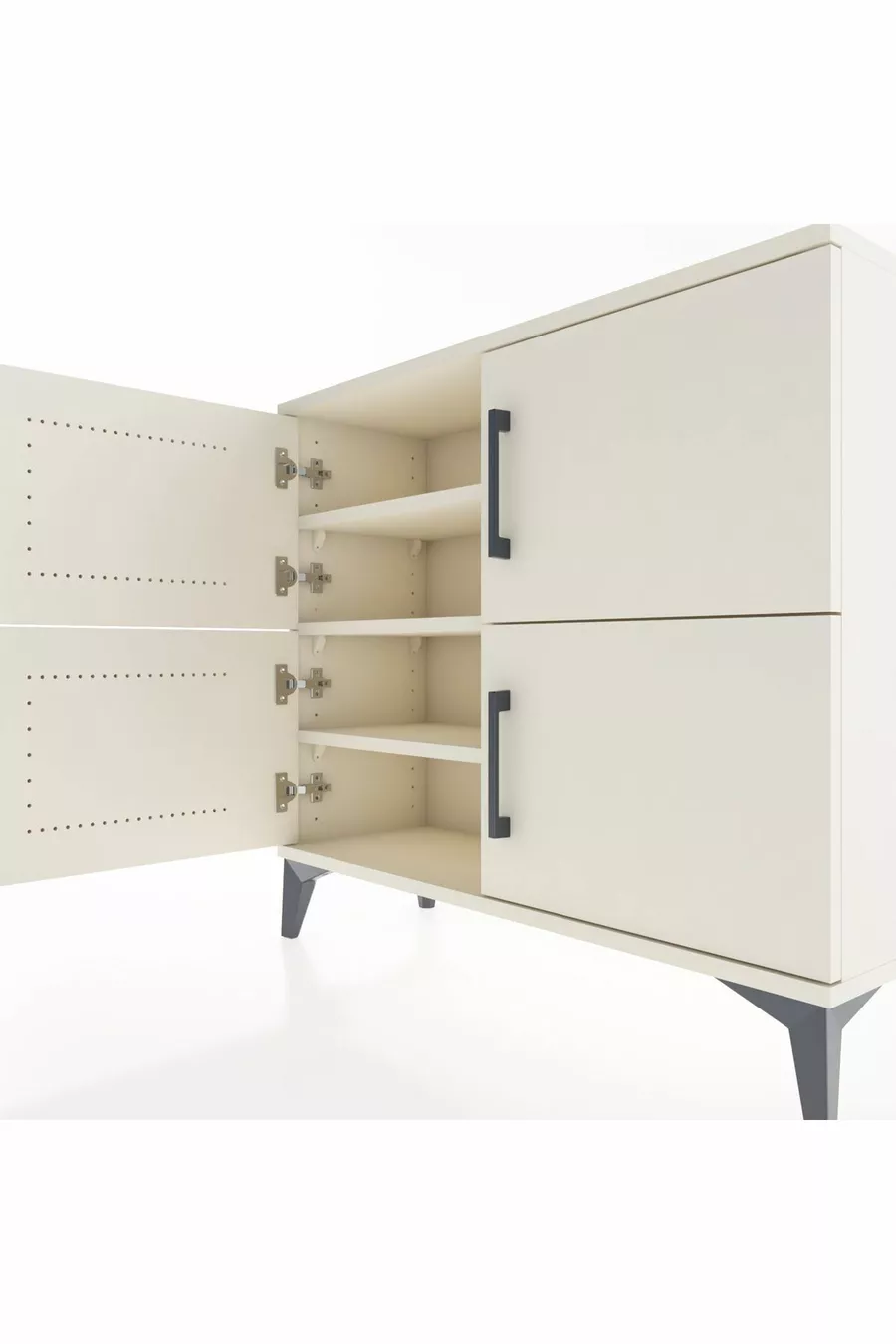 Commode Arges 3 étagères 4 portes Pierre de lune-Pierre de lune