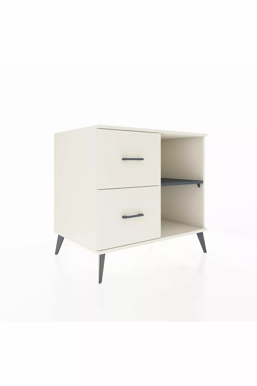Commode Kronos à une étagère et 2 tiroirs, Pierre de lune-Anthracite/Pierre de lune