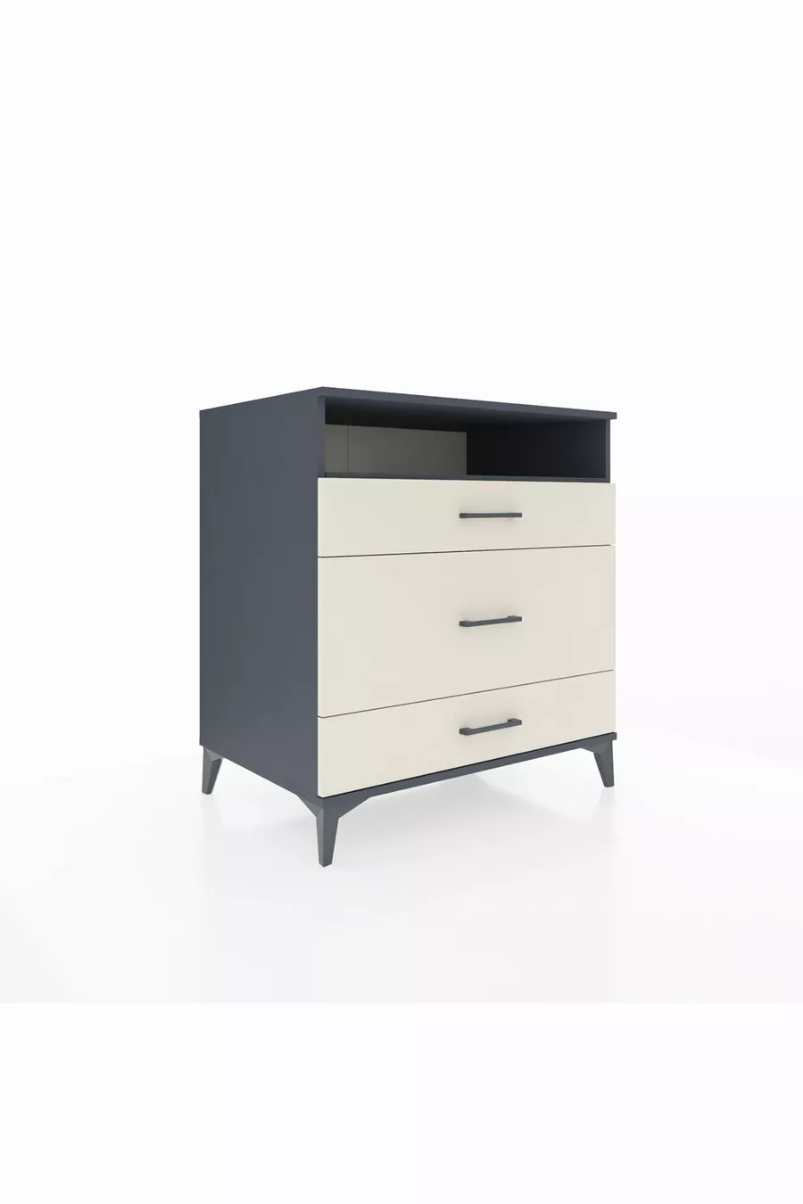 Commode Kronos à une étagère et 3 tiroirs Anthracite-Pierre de Lune