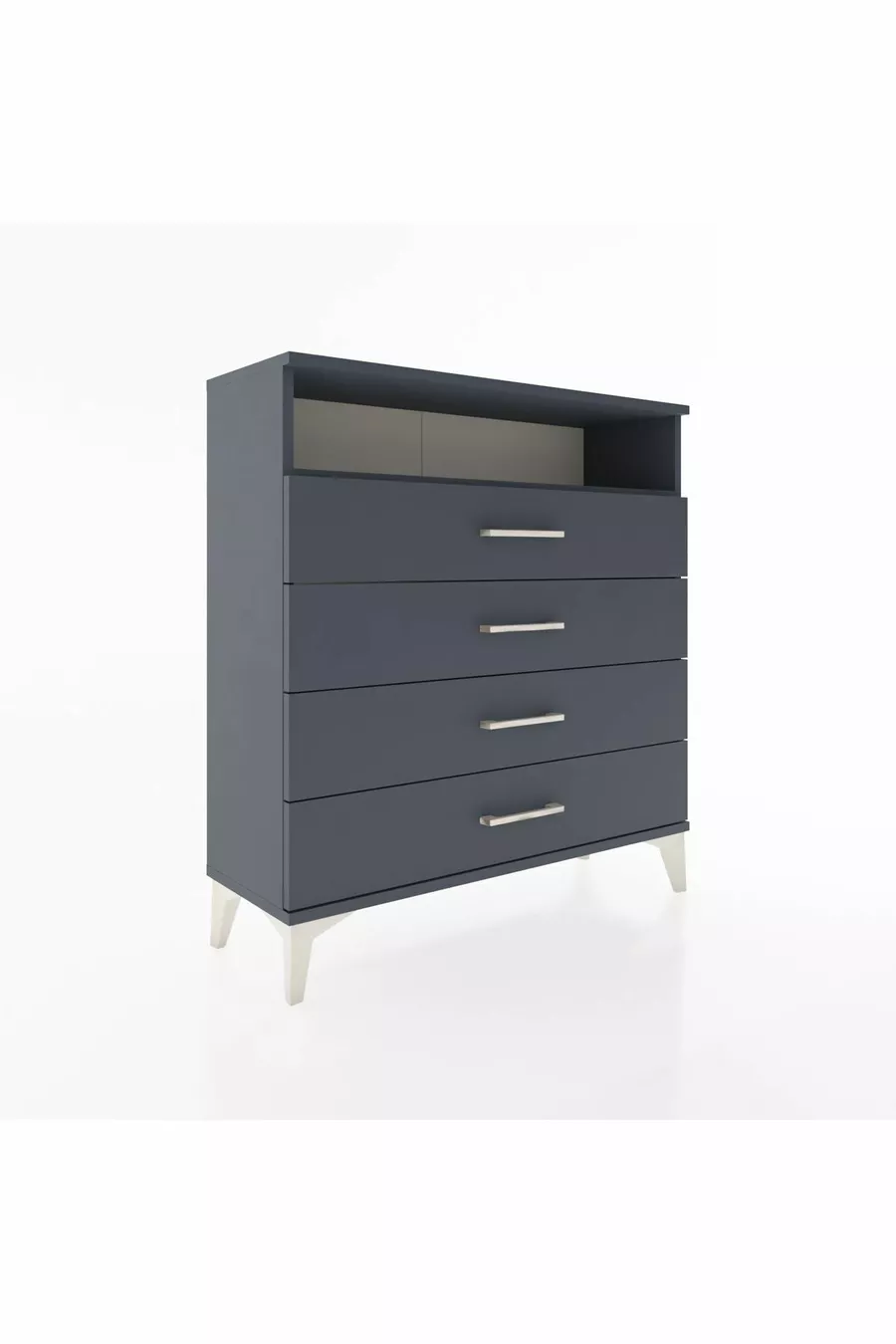 Comò Arges con Singolo Ripiano e 4 Cassetti Antracite-Antracite
