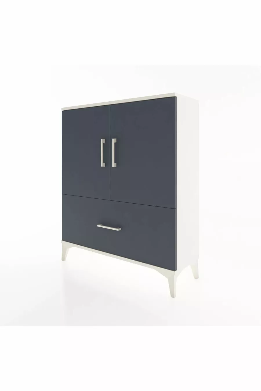 Commode Arges 2 étagères 1 tiroir 2 portes Pierre de lune-Anthracite