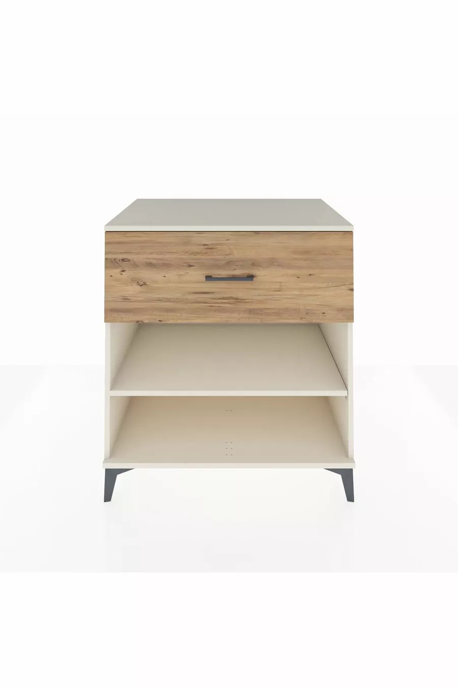 Commode Kronos à une étagère et un tiroir, Pierre de lune-Pin