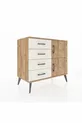 Hyperion Dressoir Met Één Plank, 4 Lades, 2 Deuren, Dennenhout-Dennenhout/Agaatsteen