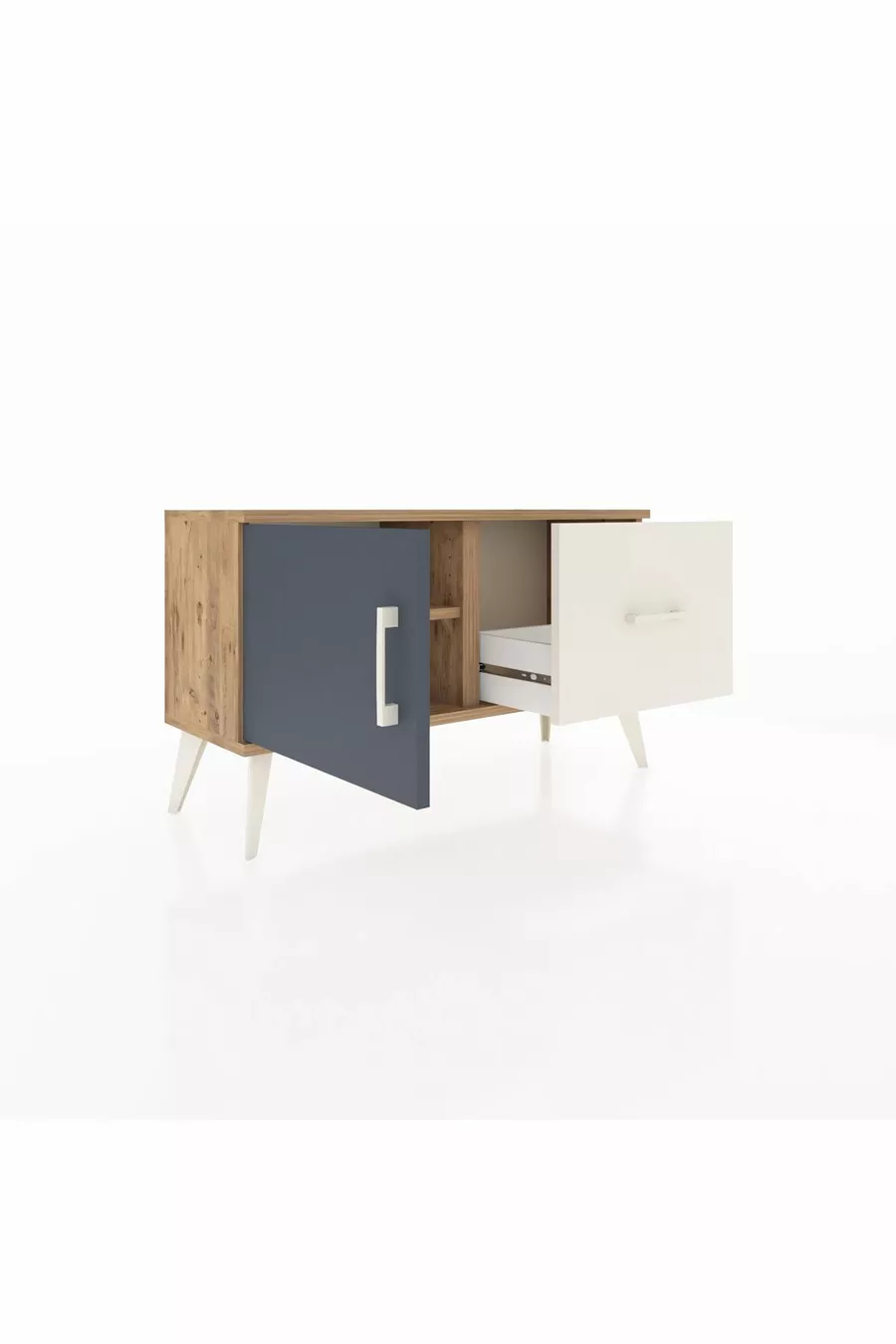 Commode Arges avec une étagère, un tiroir et une porte, pin-anthracite/pierre de lune