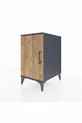 Table de chevet Kronos avec 2 étagères et 1 porte Anthracite-Épicéa