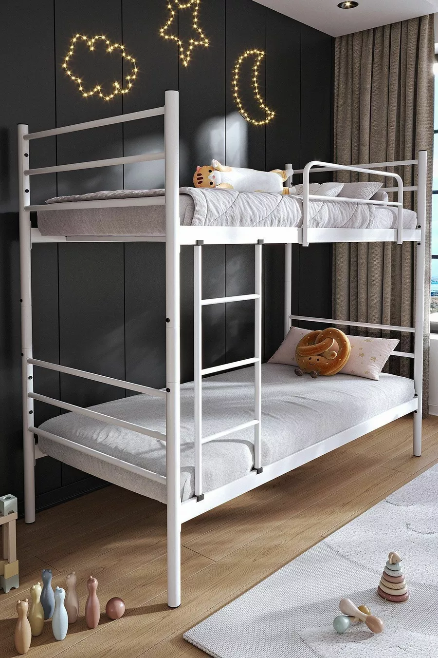 Lit superposé Trend compatible avec matelas, métal blanc séparables