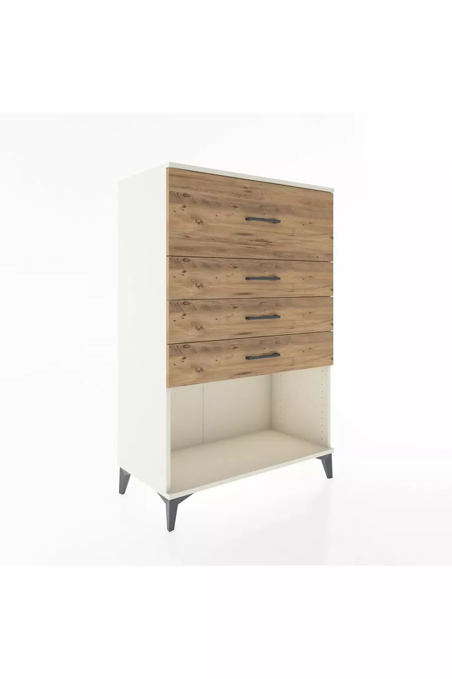 Armoire Hyperion 4 tiroirs Pierre de lune - Pin