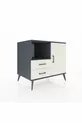 Commode Kronos avec 2 étagères, 2 tiroirs et 1 porte, Anthracite-Pierre de lune