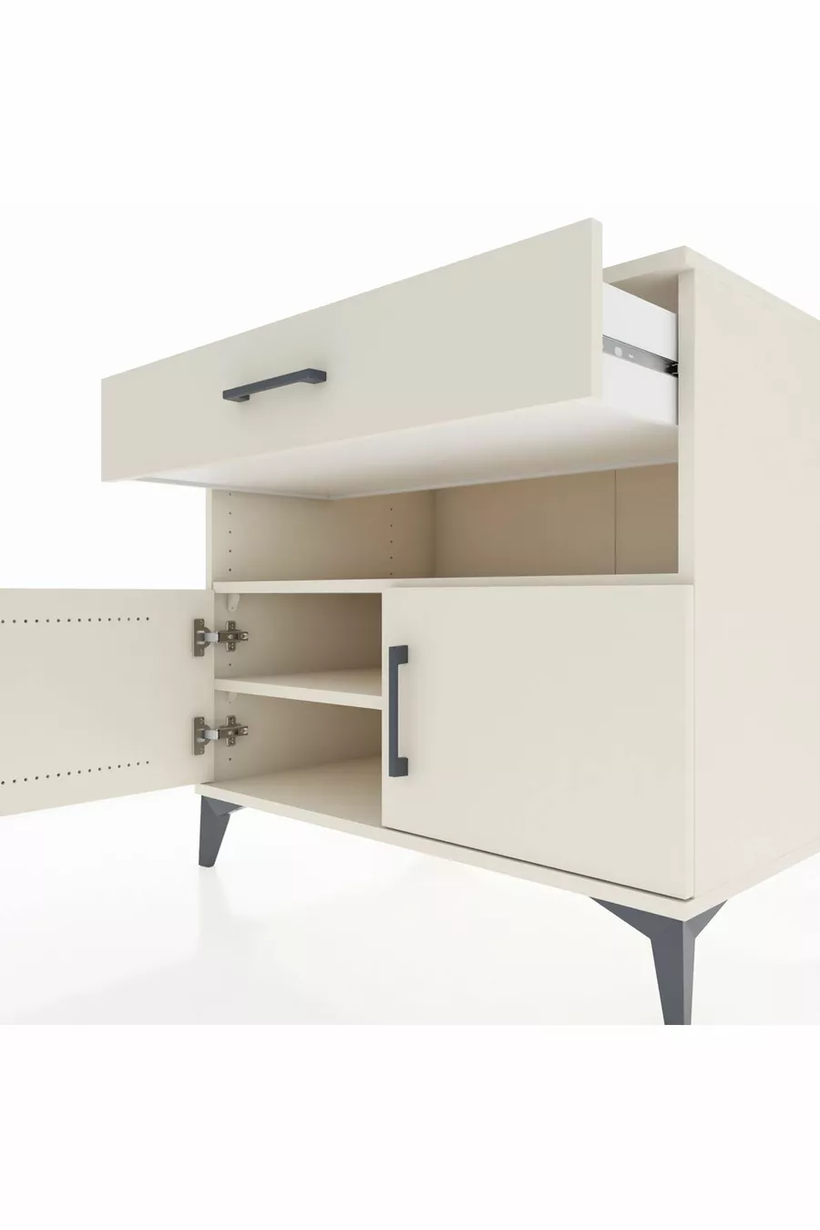 Kronos Dressoir met 2 planken, 1 lade en 2 deuren, Maansteen-Maansteen