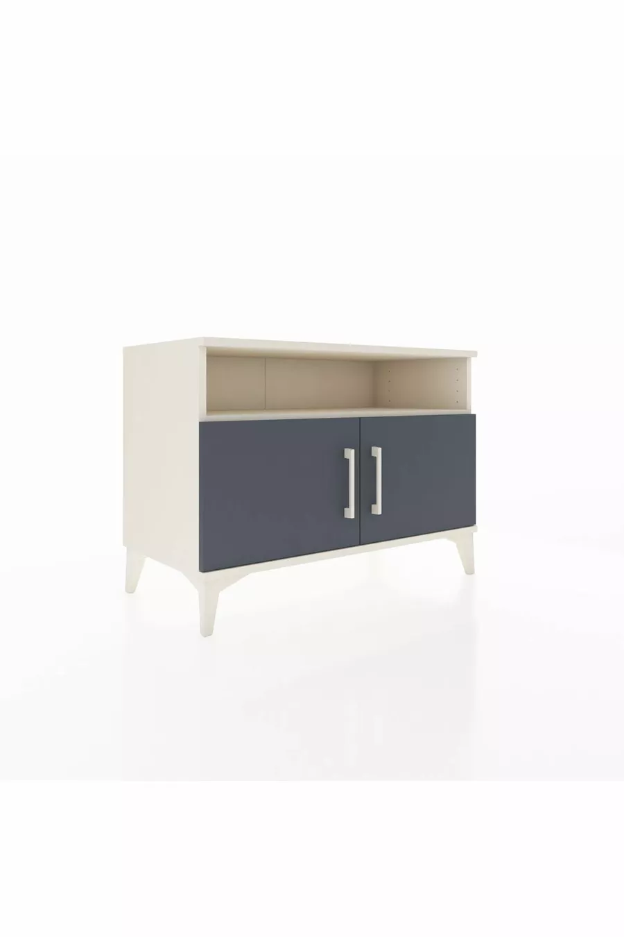 Commode Hyperion 2 étagères 2 portes Pierre de lune-Anthracite