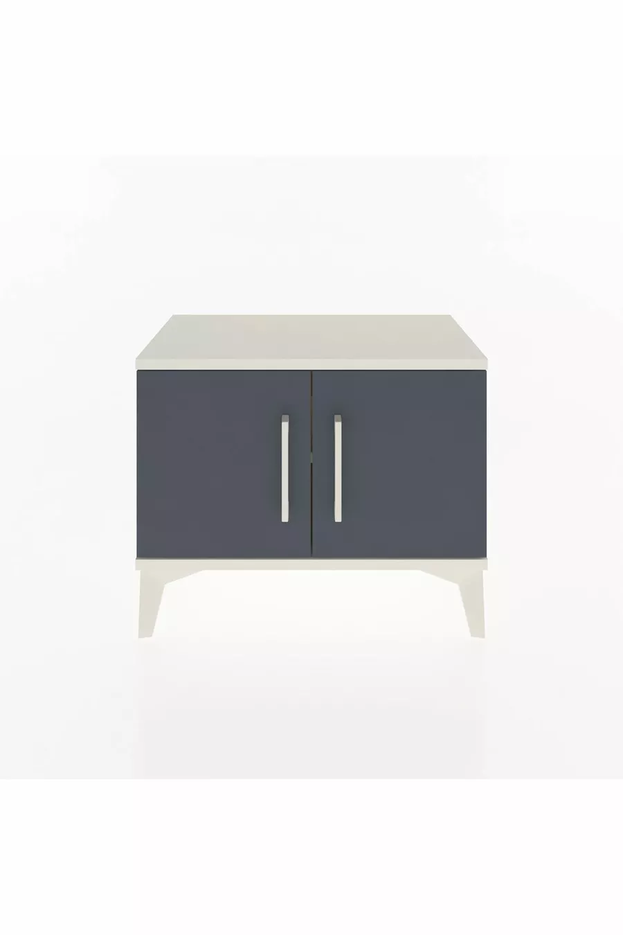 Table de chevet Arges à une étagère et deux portes, Pierre de lune-Anthracite