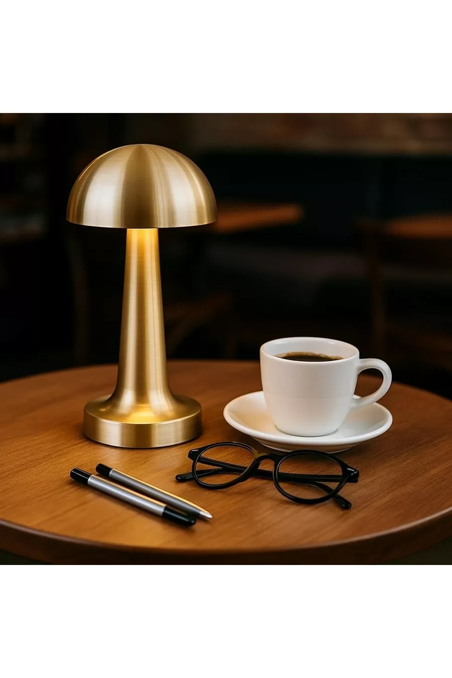 Lampada da Tavolo a Forma di Fungo Oro Ricaricabile Touch 3 Colori Regolabili