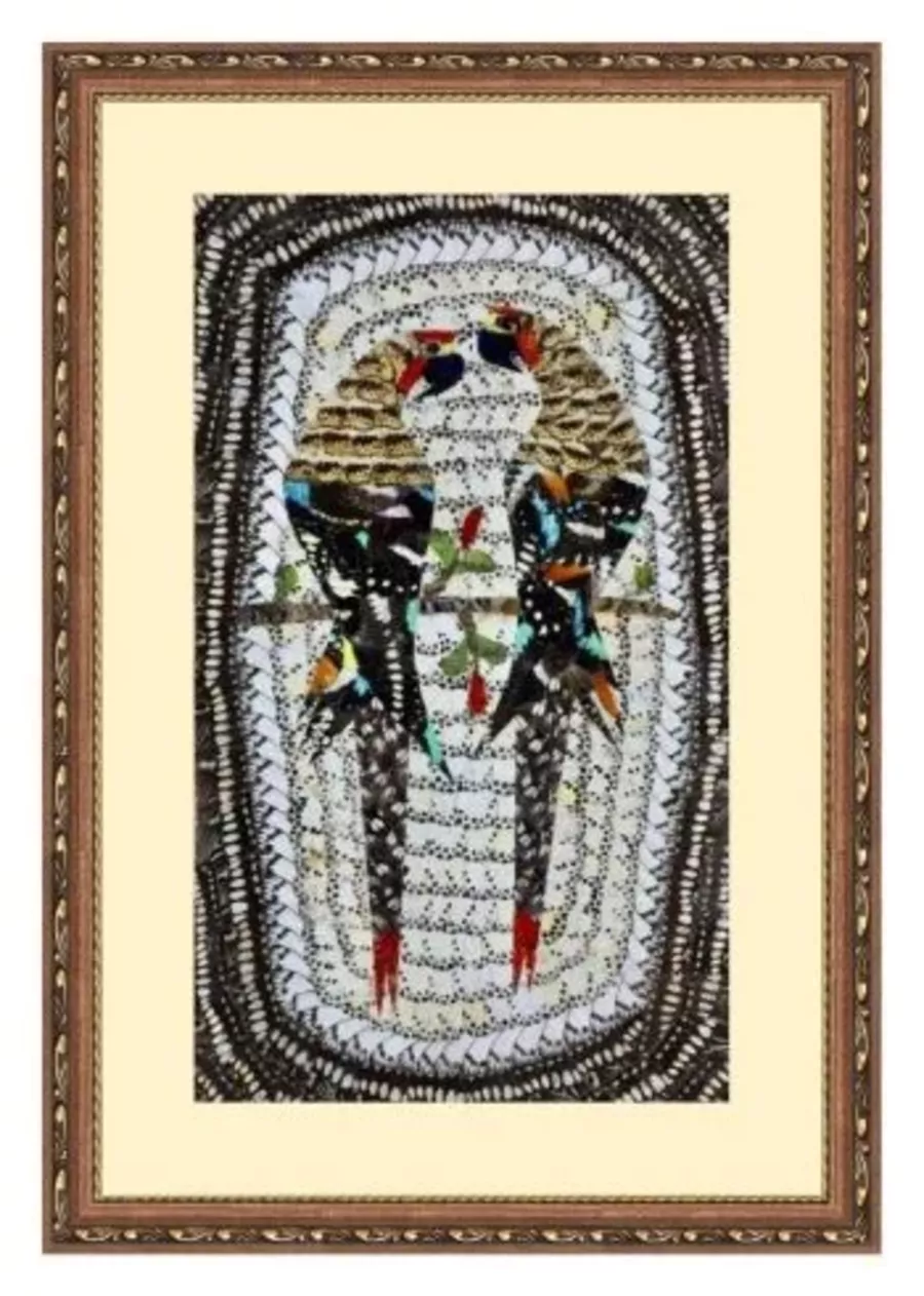 Peinture à motif de cœur avec double perroquet