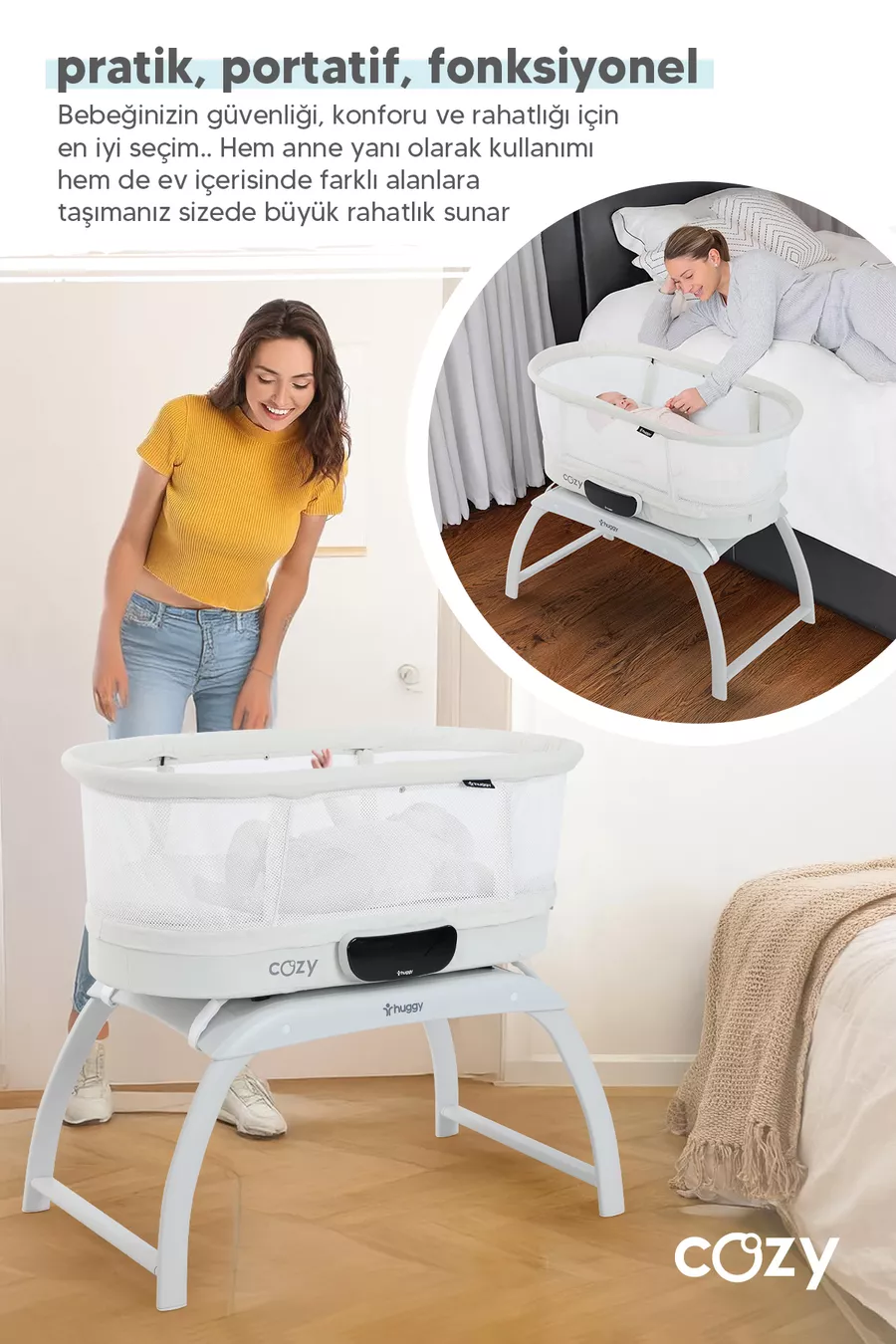 Culla Automatica Dondolante 4 in 1 con Bluetooth, Musica e Telecomando – Portatile