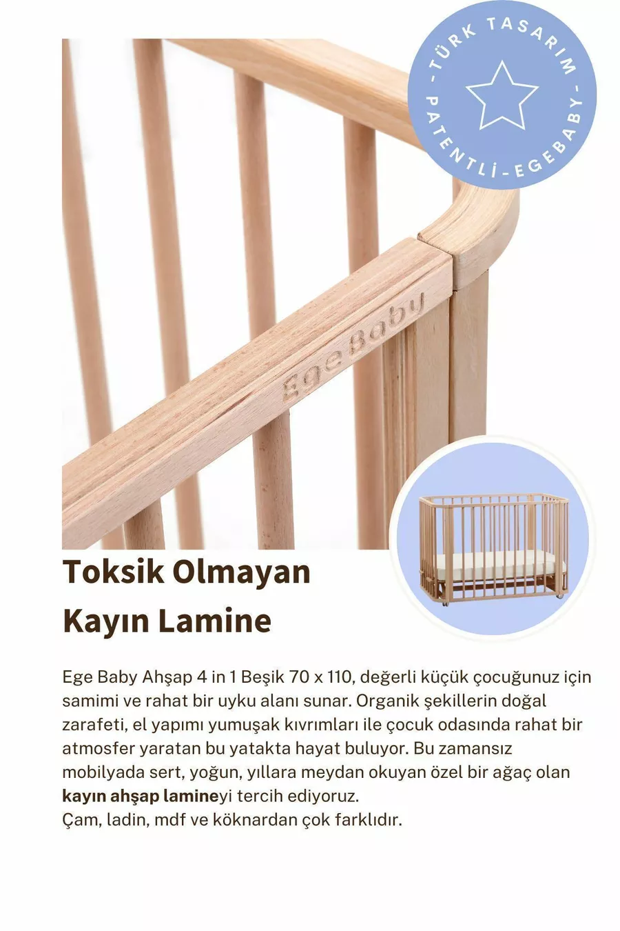 Set di Culla in Legno Naturale (BL) X - lettino, letto, parco giochi, letto Montessori Junior