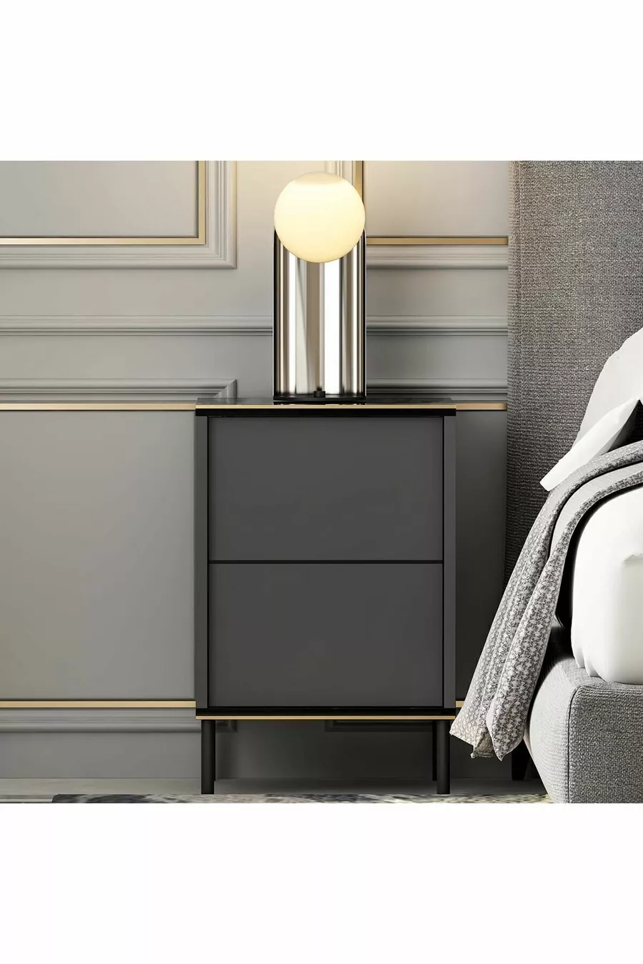 Table de chevet Immagine Anthracite (Motif Marbre)