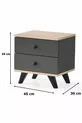 Table de chevet Inci 2 tiroirs anthracite cm