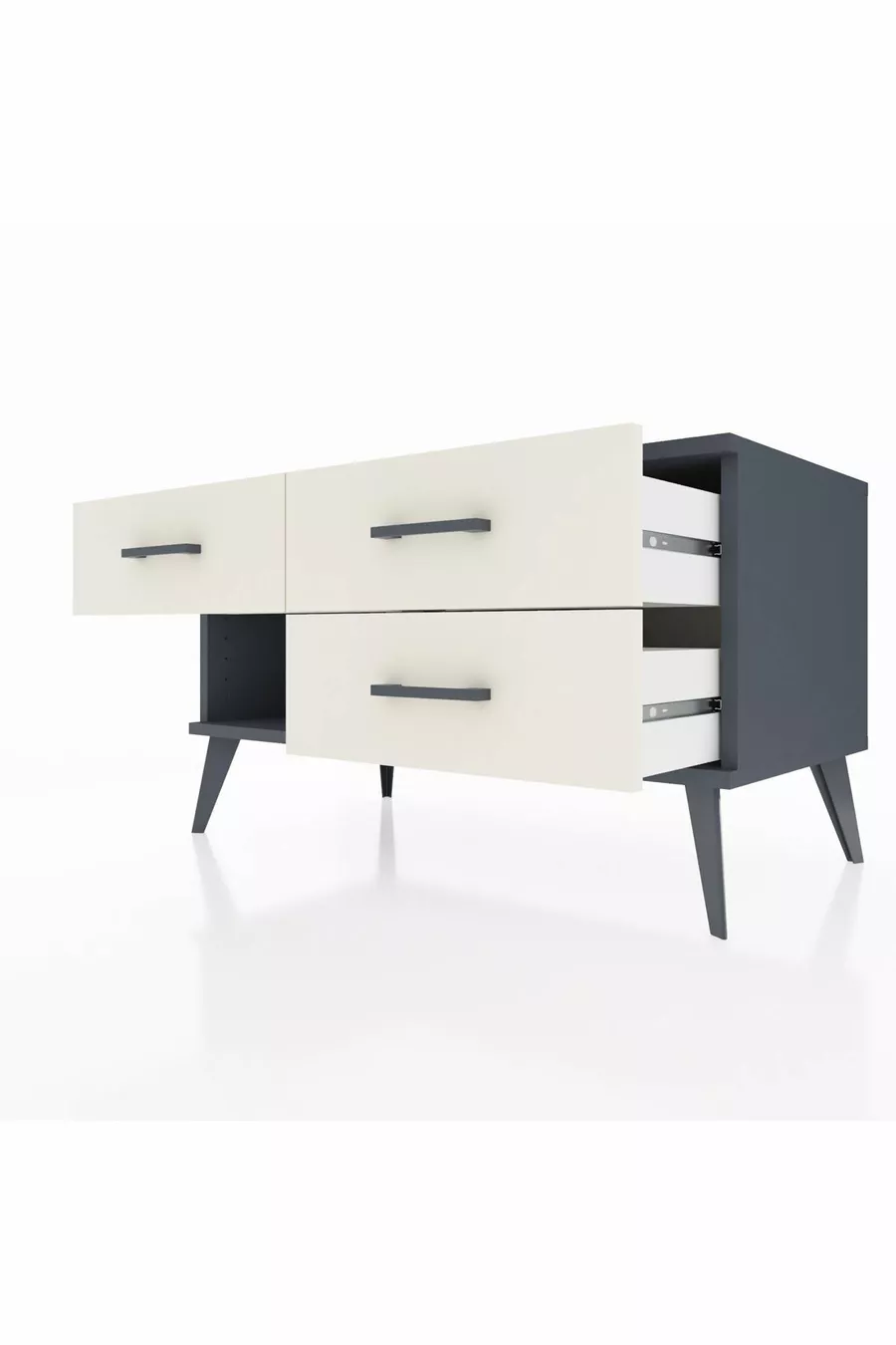 Commode Hyperion 3 tiroirs Anthracite-Anthracite/Pierre de lune
