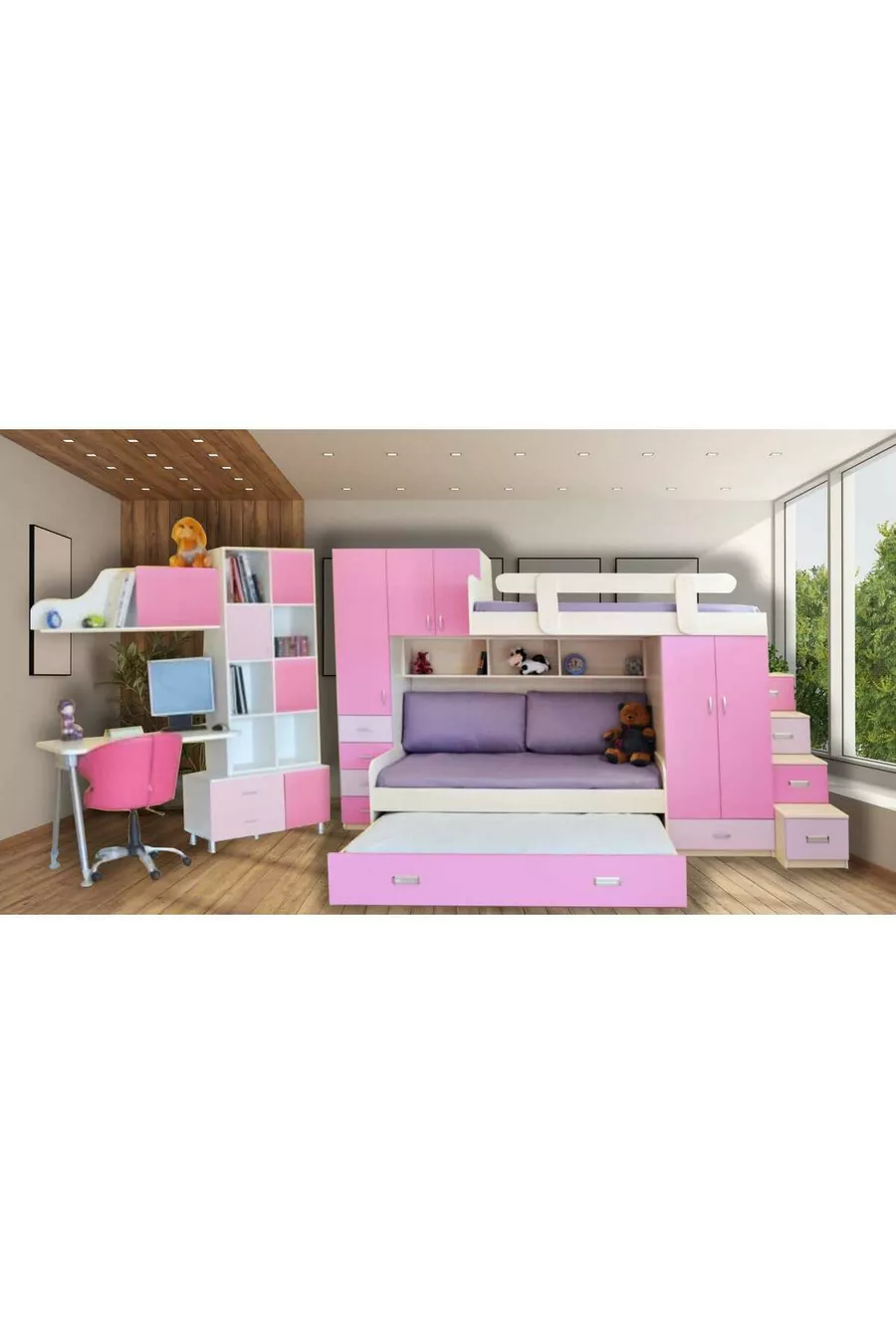 Chambre d'enfant avec lit superposé