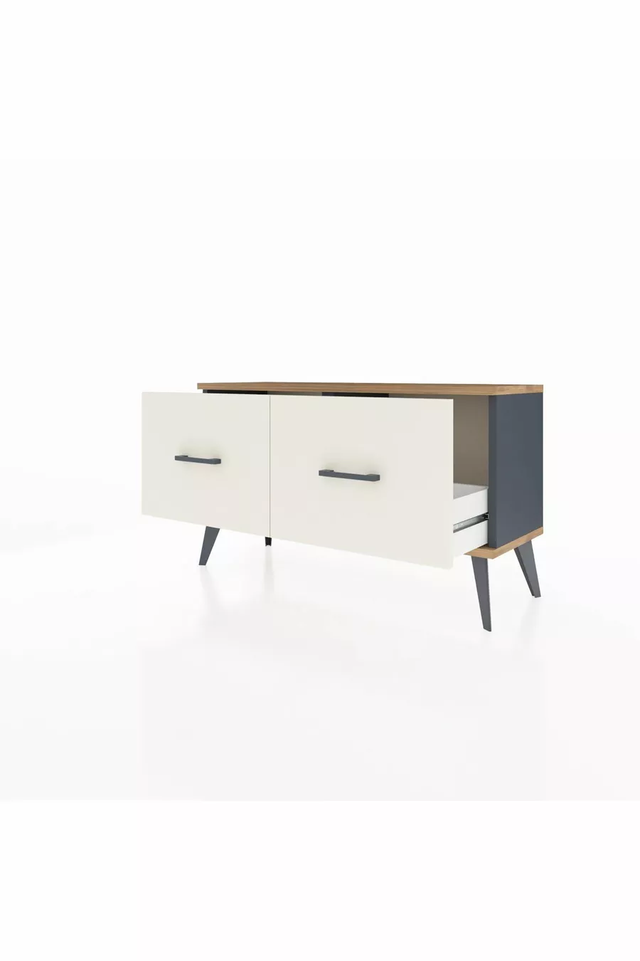 Commode Arges 2 Tiroirs Anthracite-Cèdre/Pierre de Lune